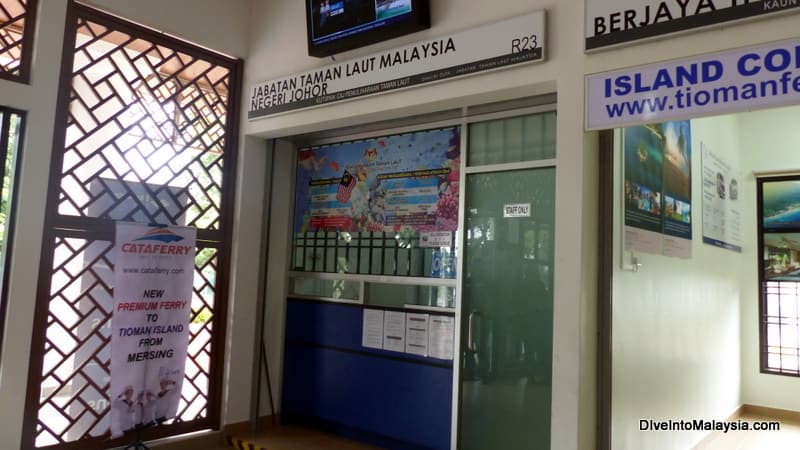 Marine Park entrance fee counter for Tioman Island