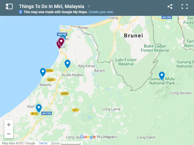 Things To Do In Miri, Malaysia map