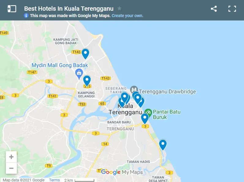 Best Hotels In Kuala Terengganu map