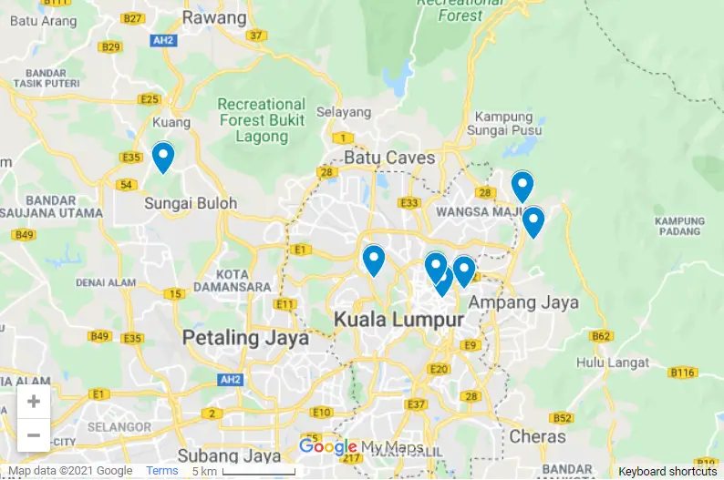 Hotels In Kuala Lumpur With Private Pool map