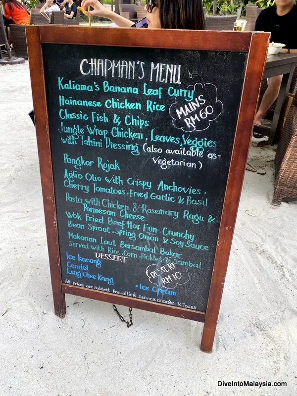 Pangkor Laut Resort Chapman’s Bar menu and prices