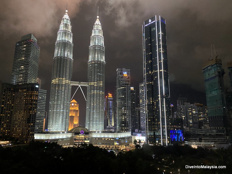 Traders Hotel KL Views from my Tower View Room at night