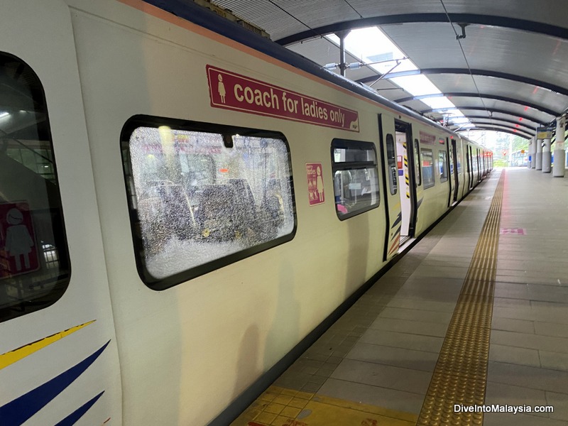 KTM Komuter train at Batu Caves station. This is the ladies coach