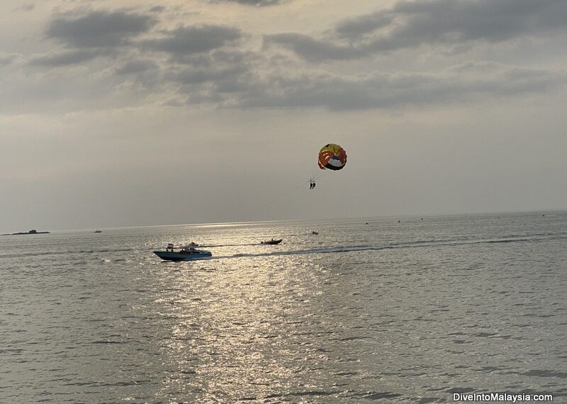 Parasailing at sunset at Pantai Cenang Langkawi