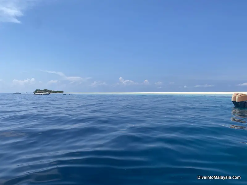 Mataking Island Semporna The sand spit and the little island from our boat