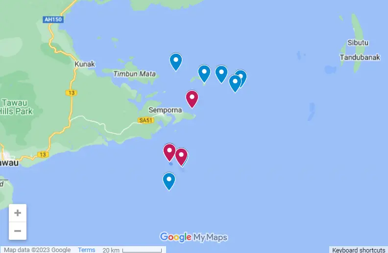 Semporna Island Hopping map