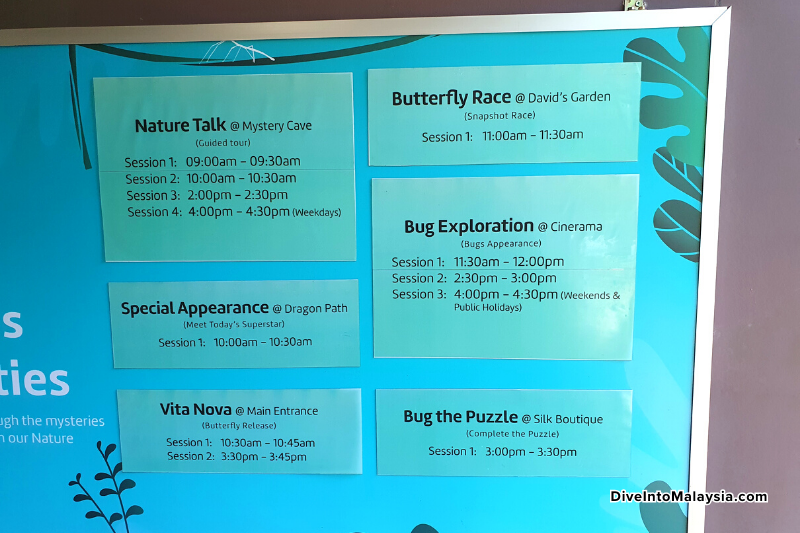 Entopia Penang Schedule of Activities