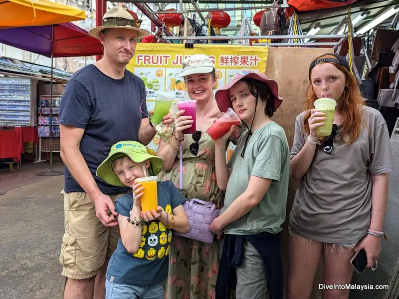 Us! Enjoying fresh juices on our KL food tour as discussed in this podcast :)