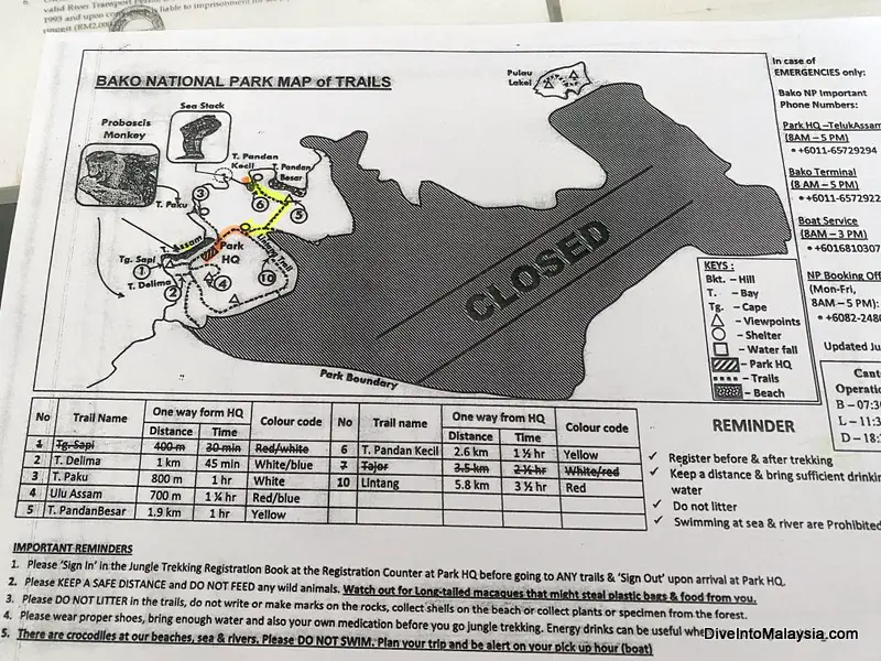 Bako National Park map