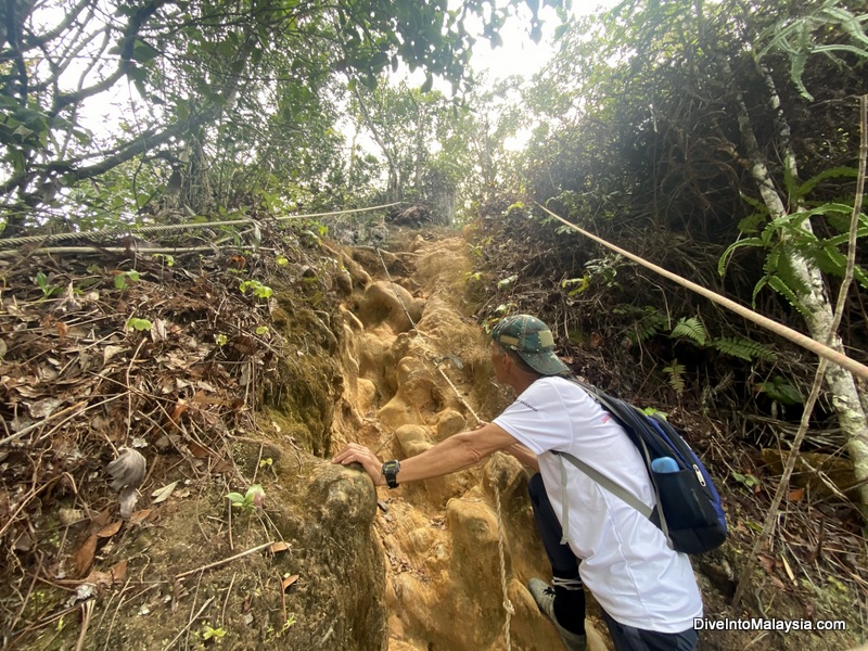 Hard part of climb up Prayer Mountain Bario