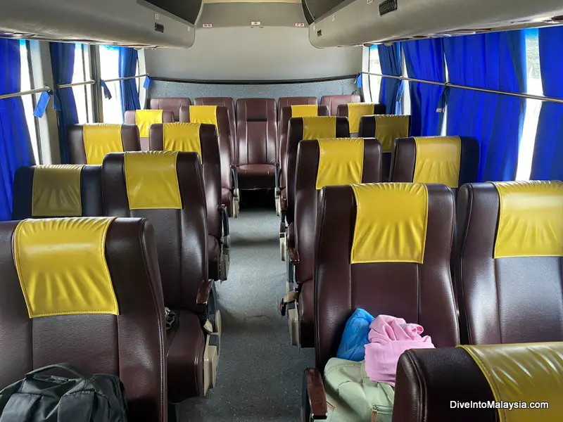 Inside an intercity bus in Sarawak