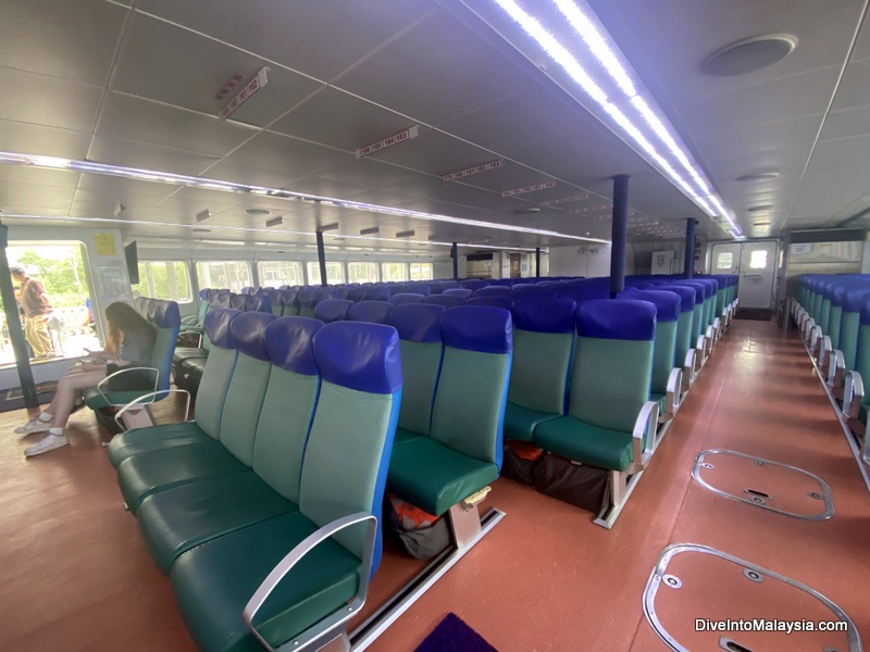 Inside our ferry to Langkawi from Kuala Kedah