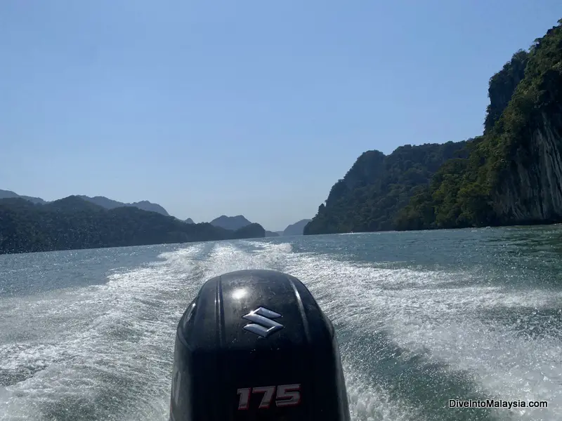 Speeding between islands on an island hopping tour Langkawi